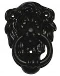 Small Lion Head Door Twisted Knocker in Black Cast Iron (37121)